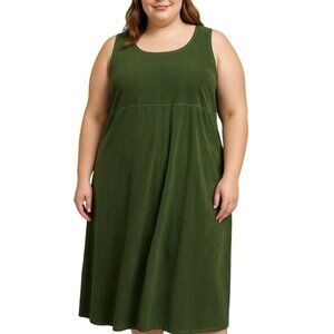 White Stag Womens Olive Green Sleeveless Dress With Back Zip Size XL (16/18)